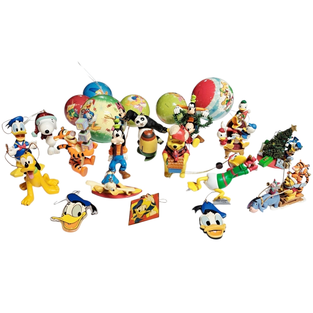 Disney Mickey, Goofy Winnie The Pooh Snoopy Christmas Ornaments- Lot Of 22